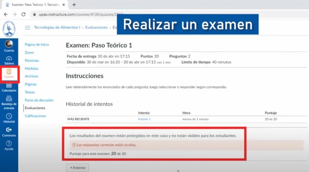 Realizar un examen